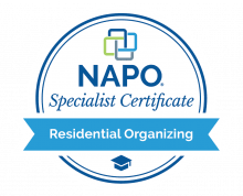 Jodi Granok has a Specialist Certificate in Residential Organizing from NAPO.